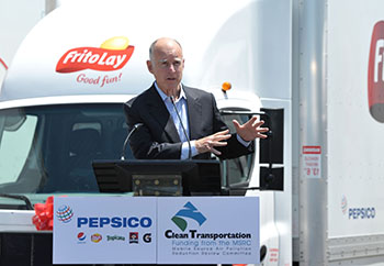governor brown at frito lay event